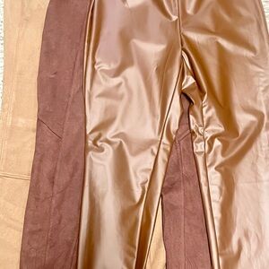 Stylish Faux Leather and Suede Pants